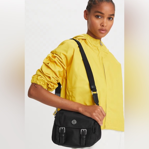 Tory Burch Virginia Recycled Nylon Small Messenger Crossbody ~NWT~ Black - Picture 4 of 14